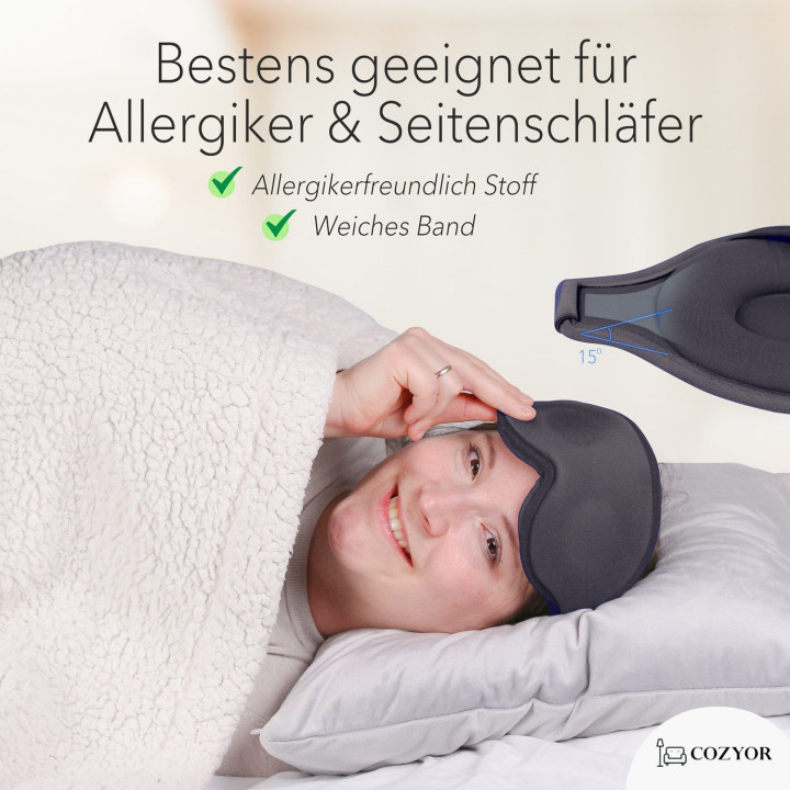 Schlafmaske 100% Blackout-Effekt 3D Augenmaske