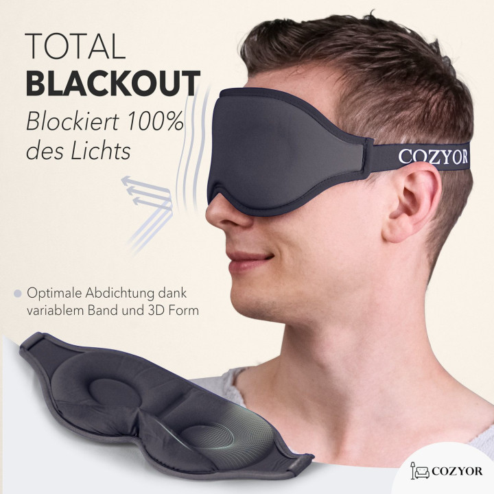 Schlafmaske 100% Beige Blackout-Effekt 3D Augenmaske
