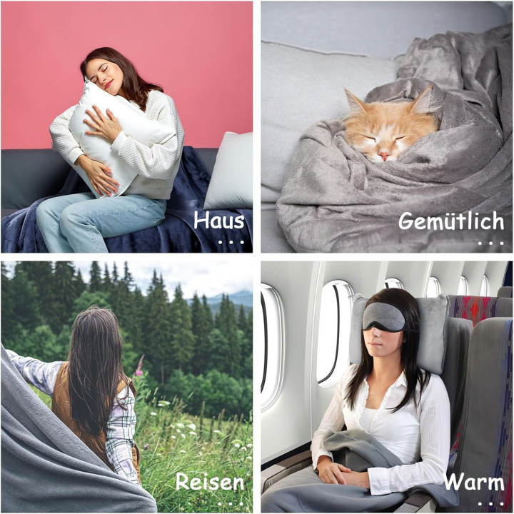 2-in-1 Reisedecke & Kissen : Perfekt für Lange Flugreisen!